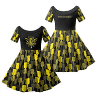 Personalised Aloha Hawaii Kahili Family Matching Puletasi and Hawaiian Shirt Kanaka Maoli With Kakau Pattern LT05 Daughter's Dress Black - Polynesian Pride