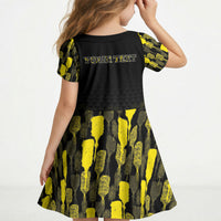 Personalised Aloha Hawaii Kahili Kid Short Sleeve Dress Kanaka Maoli With Kakau Pattern