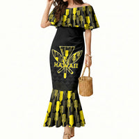 Personalised Aloha Hawaii Kahili Mermaid Dress Kanaka Maoli With Kakau Pattern