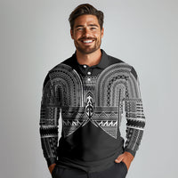 Philippines Igorot Tribal Inspired Long Sleeve Polo Shirt Black Version