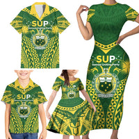 Samoa SUP Family Matching Short Sleeve Bodycon Dress and Hawaiian Shirt Samoan Coat Of Arms LT05 - Polynesian Pride