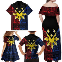Philippines Sun Star Family Matching Off Shoulder Maxi Dress and Hawaiian Shirt Igorot Tribal Inspiration LT05 - Polynesian Pride