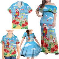 Hawaii Christmas Family Matching Off Shoulder Maxi Dress and Hawaiian Shirt Funny Macaw Parrot Tropical Vibe LT05 - Polynesian Pride