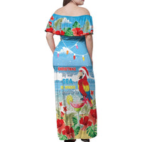 Hawaii Christmas Family Matching Off Shoulder Maxi Dress and Hawaiian Shirt Funny Macaw Parrot Tropical Vibe LT05 - Polynesian Pride