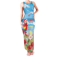 Hawaii Christmas Family Matching Tank Maxi Dress and Hawaiian Shirt Funny Macaw Parrot Tropical Vibe LT05 Mom's Dress Blue - Polynesian Pride
