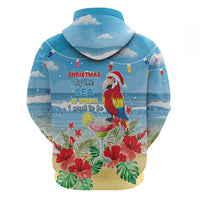 Hawaii Christmas Zip Hoodie Funny Macaw Parrot Tropical Vibe