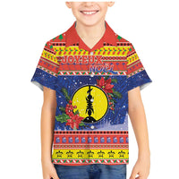 New Caledonia Christmas Family Matching Mermaid Dress and Hawaiian Shirt Kanaky Poinsettia Joyeux Noel LT05 Son's Shirt Red - Polynesian Pride
