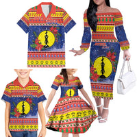 New Caledonia Christmas Family Matching Off The Shoulder Long Sleeve Dress and Hawaiian Shirt Kanaky Poinsettia Joyeux Noel LT05 - Polynesian Pride