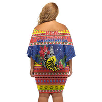New Caledonia Christmas Family Matching Off Shoulder Short Dress and Hawaiian Shirt Kanaky Poinsettia Joyeux Noel LT05 - Polynesian Pride