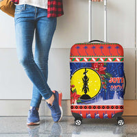 New Caledonia Christmas Luggage Cover Kanaky Poinsettia Joyeux Noel