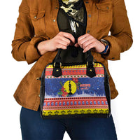 New Caledonia Christmas Shoulder Handbag Kanaky Poinsettia Joyeux Noel