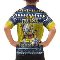 Niue The Rock Christmas Family Matching Off Shoulder Short Dress and Hawaiian Shirt Niuean Crab Monuina E Kilisimasi LT05 - Polynesian Pride