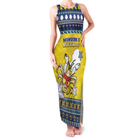 Niue The Rock Christmas Family Matching Tank Maxi Dress and Hawaiian Shirt Niuean Crab Monuina E Kilisimasi LT05 Mom's Dress Blue - Polynesian Pride
