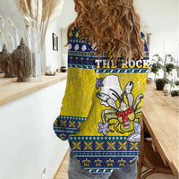 Niue The Rock Christmas Women Casual Shirt Niuean Crab Monuina E Kilisimasi