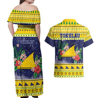 Tokelau Christmas Couples Matching Off Shoulder Maxi Dress and Hawaiian Shirt Tokelauan Badge Manuia Te Kilihimahi LT05 - Polynesian Pride