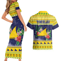 Tokelau Christmas Couples Matching Short Sleeve Bodycon Dress and Hawaiian Shirt Tokelauan Badge Manuia Te Kilihimahi LT05 - Polynesian Pride