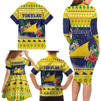 Tokelau Christmas Family Matching Long Sleeve Bodycon Dress and Hawaiian Shirt Tokelauan Badge Manuia Te Kilihimahi LT05 - Polynesian Pride