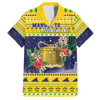 Tokelau Christmas Family Matching Off The Shoulder Long Sleeve Dress and Hawaiian Shirt Tokelauan Badge Manuia Te Kilihimahi LT05 Dad's Shirt - Short Sleeve Yellow - Polynesian Pride