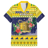 Tokelau Christmas Family Matching Summer Maxi Dress and Hawaiian Shirt Tokelauan Badge Manuia Te Kilihimahi LT05 Dad's Shirt - Short Sleeve Yellow - Polynesian Pride