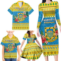 Tuvalu Christmas Family Matching Long Sleeve Bodycon Dress and Hawaiian Shirt Coat Of Arms Manuia Te Kilisimasi LT05 - Polynesian Pride