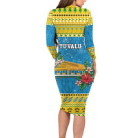 Tuvalu Christmas Family Matching Long Sleeve Bodycon Dress and Hawaiian Shirt Coat Of Arms Manuia Te Kilisimasi LT05 - Polynesian Pride