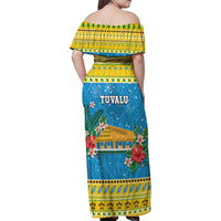 Tuvalu Christmas Family Matching Off Shoulder Maxi Dress and Hawaiian Shirt Coat Of Arms Manuia Te Kilisimasi LT05 - Polynesian Pride