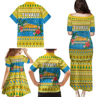 Tuvalu Christmas Family Matching Puletasi and Hawaiian Shirt Coat Of Arms Manuia Te Kilisimasi LT05 - Polynesian Pride