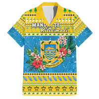 Tuvalu Christmas Family Matching Puletasi and Hawaiian Shirt Coat Of Arms Manuia Te Kilisimasi LT05 Dad's Shirt - Short Sleeve Yellow - Polynesian Pride