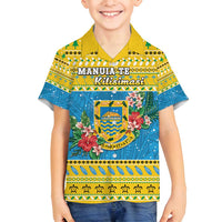 Tuvalu Christmas Family Matching Tank Maxi Dress and Hawaiian Shirt Coat Of Arms Manuia Te Kilisimasi LT05 Son's Shirt Yellow - Polynesian Pride