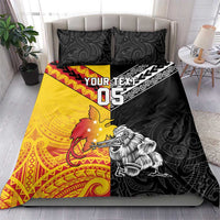 New Zealand And Papua New Guinea Rugby Custom Bedding Set Maori Kiwi With Bird of Paradise LT05 - Polynesian Pride
