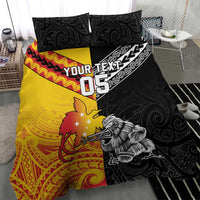 New Zealand And Papua New Guinea Rugby Custom Bedding Set Maori Kiwi With Bird of Paradise LT05 - Polynesian Pride