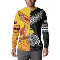 New Zealand And Papua New Guinea Rugby Custom Button Sweatshirt Maori Kiwi With Bird of Paradise LT05 - Polynesian Pride