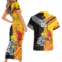 New Zealand And Papua New Guinea Rugby Custom Couples Matching Short Sleeve Bodycon Dress and Hawaiian Shirt Maori Kiwi With Bird of Paradise LT05 - Polynesian Pride