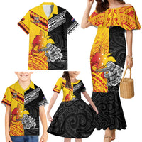 New Zealand And Papua New Guinea Rugby Custom Family Matching Mermaid Dress and Hawaiian Shirt Maori Kiwi With Bird of Paradise LT05 - Polynesian Pride