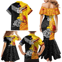 New Zealand And Papua New Guinea Rugby Custom Family Matching Mermaid Dress and Hawaiian Shirt Maori Kiwi With Bird of Paradise LT05 - Polynesian Pride
