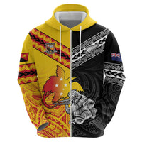 New Zealand And Papua New Guinea Rugby Custom Hoodie Maori Kiwi With Bird of Paradise LT05 - Polynesian Pride