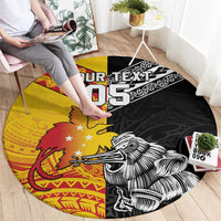 New Zealand And Papua New Guinea Rugby Custom Round Carpet Maori Kiwi With Bird of Paradise LT05 - Polynesian Pride