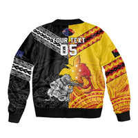 New Zealand And Papua New Guinea Rugby Custom Sleeve Zip Bomber Jacket Maori Kiwi With Bird of Paradise LT05 - Polynesian Pride