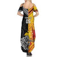 New Zealand And Papua New Guinea Rugby Custom Summer Maxi Dress Maori Kiwi With Bird of Paradise LT05 - Polynesian Pride