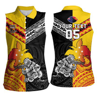 New Zealand And Papua New Guinea Rugby Custom Women Sleeveless Polo Shirt Maori Kiwi With Bird of Paradise LT05 - Polynesian Pride
