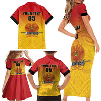 Papua New Guinea Rugby Custom Family Matching Short Sleeve Bodycon Dress and Hawaiian Shirt Go Orchids Pacific Champions LT05 - Polynesian Pride