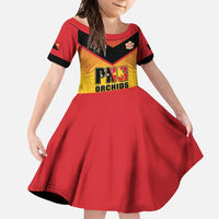 Papua New Guinea Rugby Custom Family Matching Summer Maxi Dress and Hawaiian Shirt Go Orchids Pacific Champions LT05 Daughter's Dress Yellow - Polynesian Pride