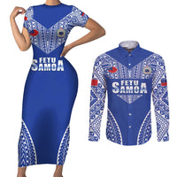 Fetu Samoa Rugby Custom Couples Matching Short Sleeve Bodycon Dress and Long Sleeve Button Shirt Go Champions