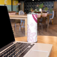 Rose Pink Polynesian Tribal Turtle Floral Pattern Skinny Tumbler