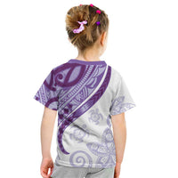 Purple Polynesian Tribal Turtle Floral Pattern Kid T Shirt