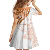 Orange Polynesian Tribal Turtle Floral Pattern Family Matching Tank Maxi Dress and Hawaiian Shirt
