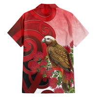 New Zealand Parrot Kaka Family Matching Mermaid Dress and Hawaiian Shirt Maori Koru With Pohutukawa Flowers LT05 - Polynesian Pride