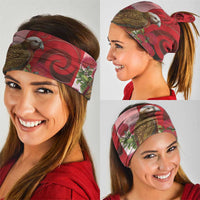 New Zealand Parrot Kaka Neck Gaiter Maori Koru With Pohutukawa Flowers - Polynesian Pride