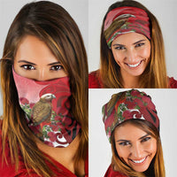 New Zealand Parrot Kaka Neck Gaiter Maori Koru With Pohutukawa Flowers - Polynesian Pride