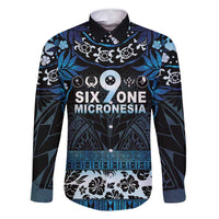 Micronesia FSM 691 Family Matching Tank Maxi Dress and Hawaiian Shirt Respect Culture LT05 Dad's Shirt - Long Sleeve Blue - Polynesian Pride